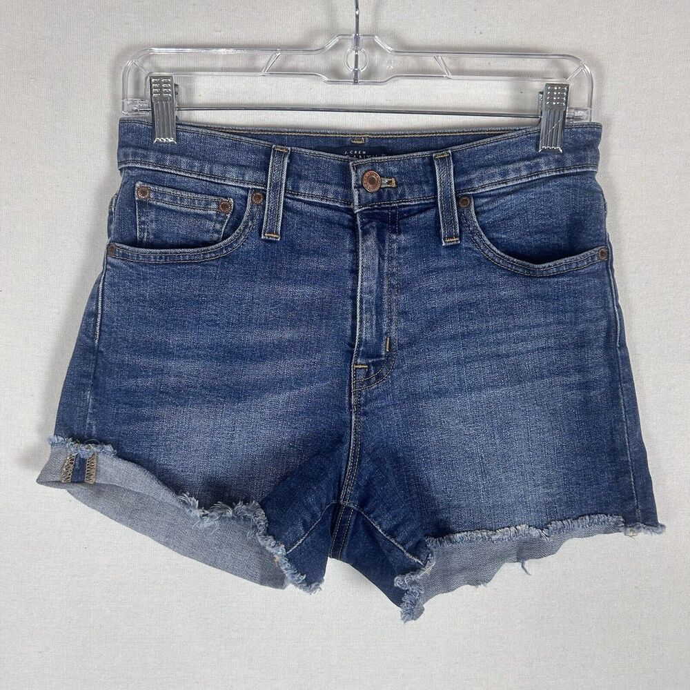 J.Crew Mercantile Jean Shorts Womens Size 25 Cut Off Blue Denim Casual Mid Rise